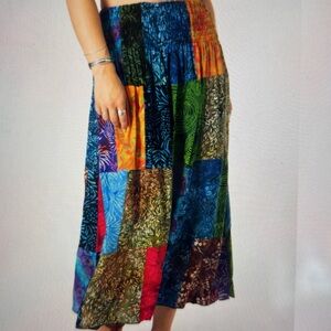 Multicolor Patchwork Maxi Skirt - Bohemian Summer Style